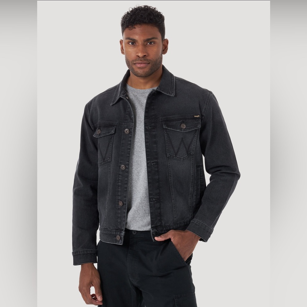 Wrangler Men's Denim Trucker Jacket‎ Dark Gray Size Medium